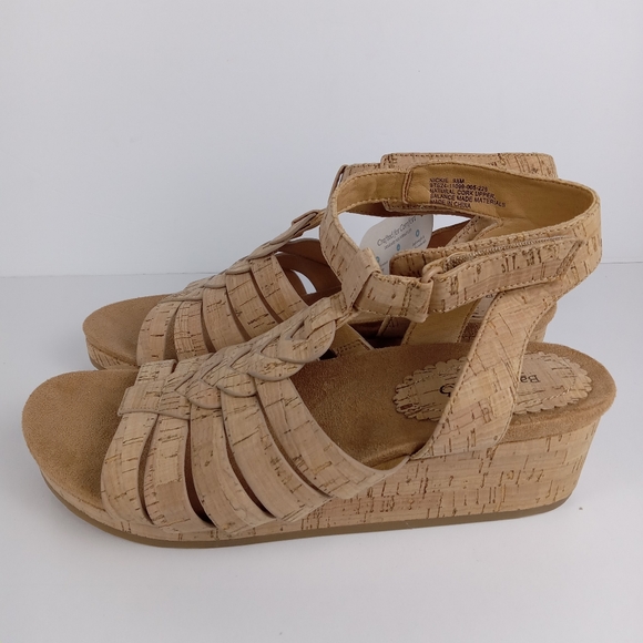 Baretraps Nickie Wedge Sandal Womens 9.5 Cork Hook And Loop Ankle Strap Comfort - Picture 4 of 10